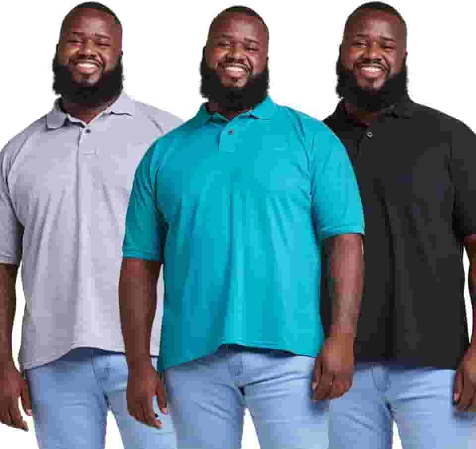 KIT 3 CAMISA POLO PLUS SIZE MASCULINA