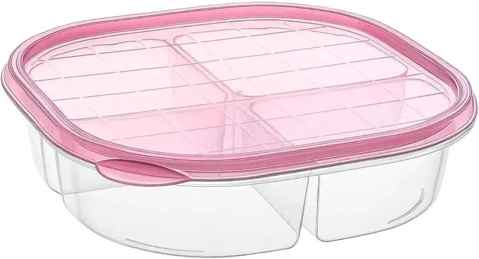 Marmita Com Divisórias – Vasilha para Alimentos - Pote Organizador, Multiuso, Tampa Vedada, Ideal para Lanche ou Marmita - 4 Divisórias