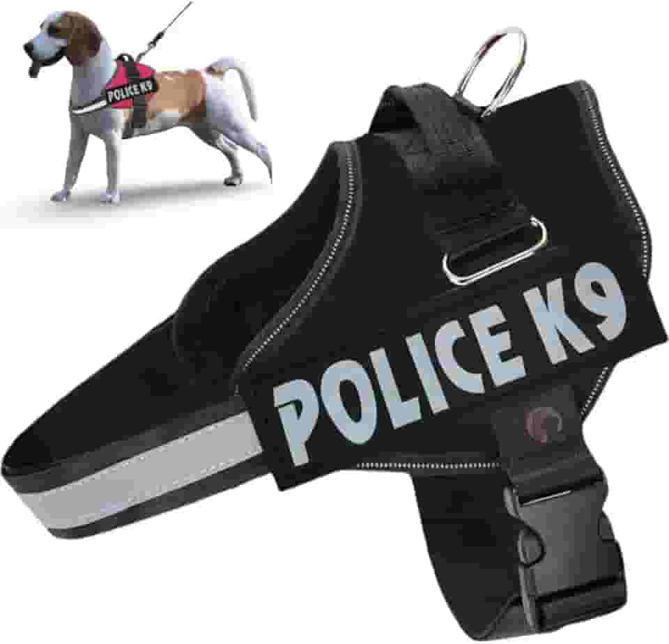 Coleira Peitoral Para Cachorro Porte Pequeno Médio e Grande Colete Confortável Policia K9 (Preto, M)