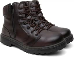 Coturno Masculino Cano Médio com Zíper Lateral Bota Estilo Militar Antiderrapante e Confortável para Uso Diário e Trilhas