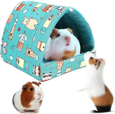 Deofun Barraca de algodão aconchegante para pequenos animais - esconderijo de porquinho da índia, cama de hamster, casa portátil para chinchilas, ratos, ouriços (17,3 cm x 18,8 cm) (azul)