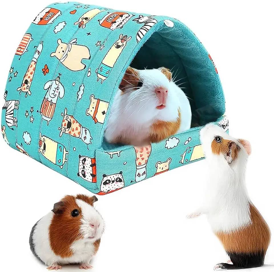 Deofun Barraca de algodão aconchegante para pequenos animais - esconderijo de porquinho da índia, cama de hamster, casa portátil para chinchilas, ratos, ouriços (17,3 cm x 18,8 cm) (azul)