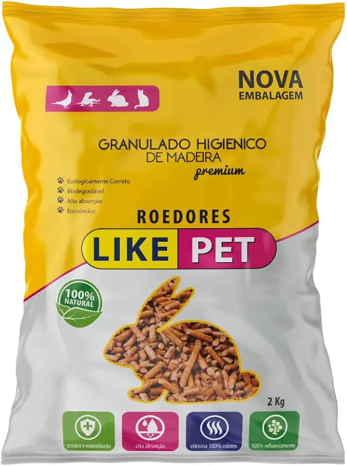 Granulado Higiênico de Madeira Like Pet Roedores 2kg