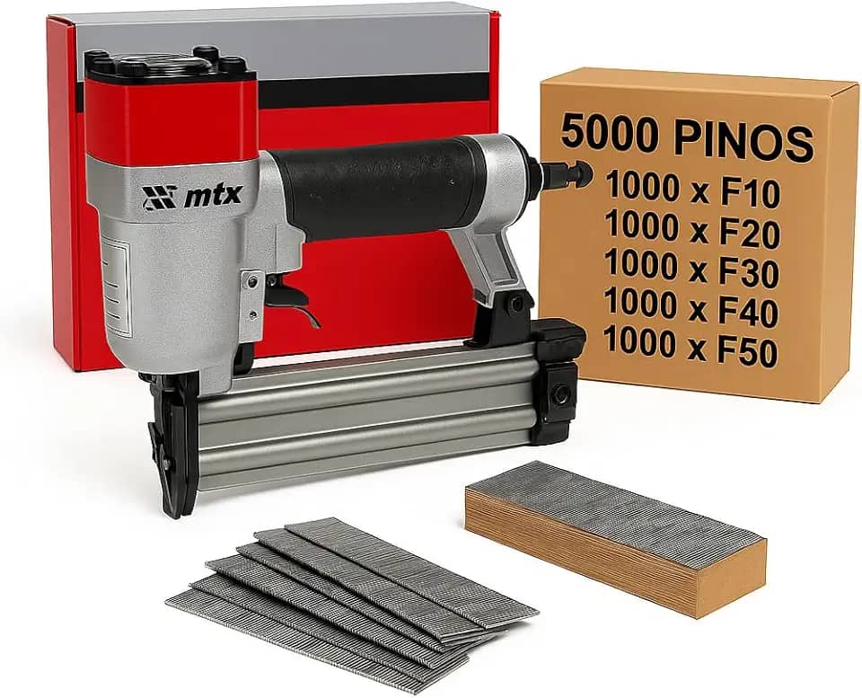 MTX Pinador e Pneumático Profissional com 5000 Grampos, F10 a F50mm