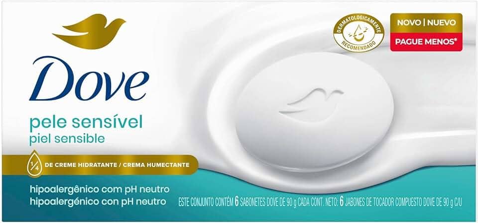Dove Sabonete em Barra Pele Sensível 90g 6 Unidades