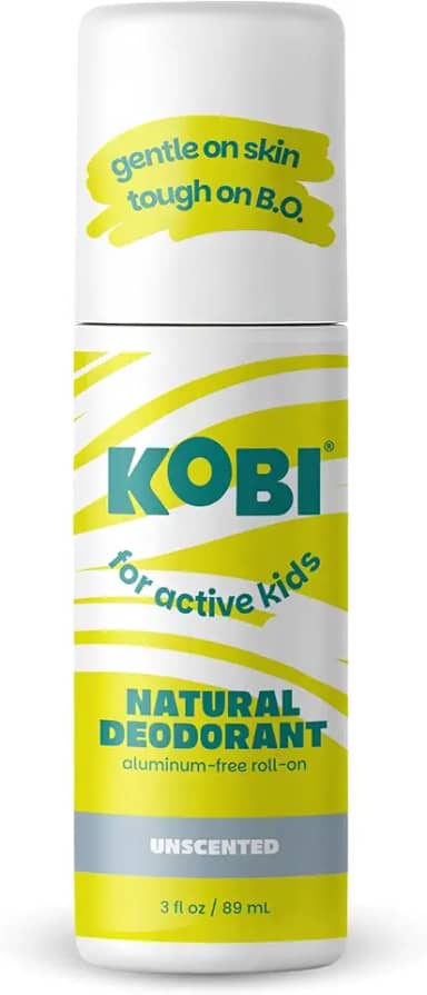 Kobi Desodorante para crianças ativas, adolescentes, meninos, meninas - natural, sem alumínio, força esportiva - sem cheiro