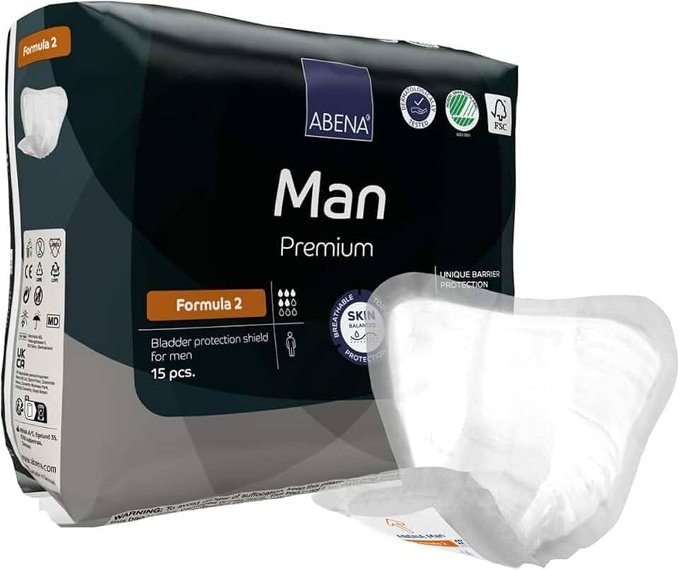 Abena Man Premium Incontinence Guards, (tamanhos 0 a 2) Fórmula 2, 15 unidades