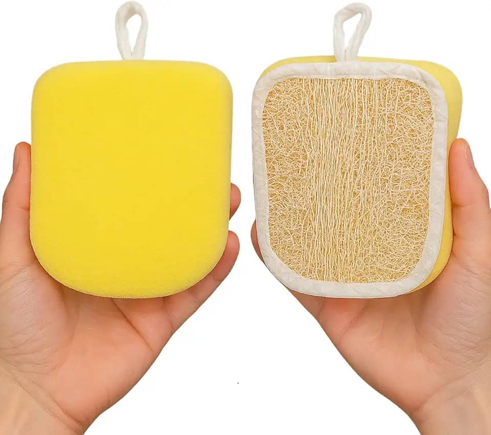 Bucha Vegetal Organica Esponja De Banho Macia Dupla Camada Fibra Vegetal e Espuma Esponja Para Banho Corporal Relaxante