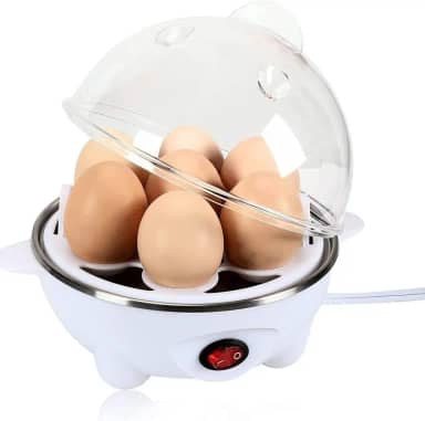 Cozedor Elétrico de Ovos a Vapor 7 Unidades, Egg Cooker Portátil com Desligamento Automático, Escalfador Legumes Vapor, Compacto para Café da Manhã Saudável, Cozinha, Trailer e Viagem 110V