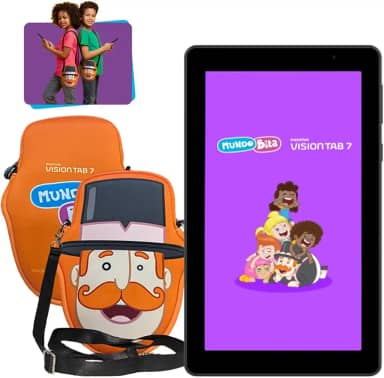Tablet Infantil Positivo Vision TAB 7 Mundo Bita - Octa-Core 3GB RAM 64GB Armazenamento, Tela 7' IPS, Bateria 3100mAh, Android 14 Go, Wi-fi - Preto - Inclui 2 itens de proteção (capa e bolsa)
