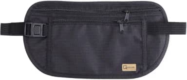 Pochete Doleira Porta Dinheiro Para Viagem Preto Cinto Elástico Documento Passaporte Dólar