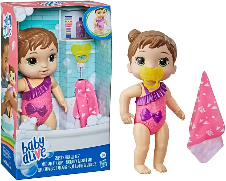 Baby Alive, Boneca, Banho Carinhoso - Cabelos Castanhos, Acessórios Inclusos, 25 cm