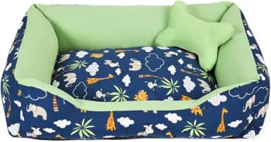 Cama para Cachorro Grande 70X55 Com Zíper Estampa Safari Marinho Com Verde