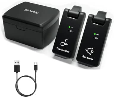 M-VAVE VEDO Sistema de Transmissão Sem Fio Instrumentos Musicais, Baixa Latência <6.7ms, Alcance de 25m ao Ar Livre, Bateria de Longa Duração com até 18h de Uso, Compatível com Guitarra Baixo Saxofone