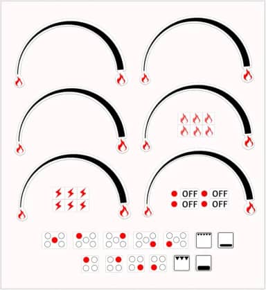 Anel de indicadores de chama, adesivo de fogão, 3 peças, anéis indicadores de chama, etiquetas de fogão, substituição de forno, botão adesivo, símbolos para queimador, fogão, fogão, marcações