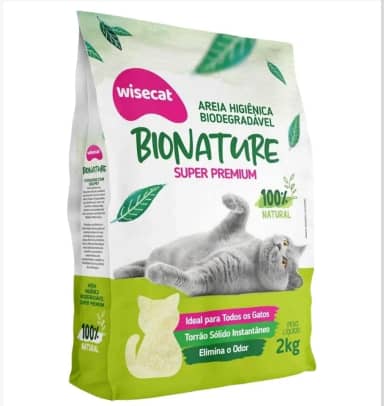 Bionature Areia Higiênica para Gatos Biodegradável Wisecat 2kg
