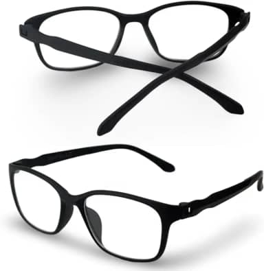 Óculos Anti Luz Azul Confortável Leve TR90 Bloqueador Blue Ray NÃO TEM GRAU Proteção Contra os Raios Azuis Telas Computador TV Celular Matte Black + Estojo forro duplo DAFALUI