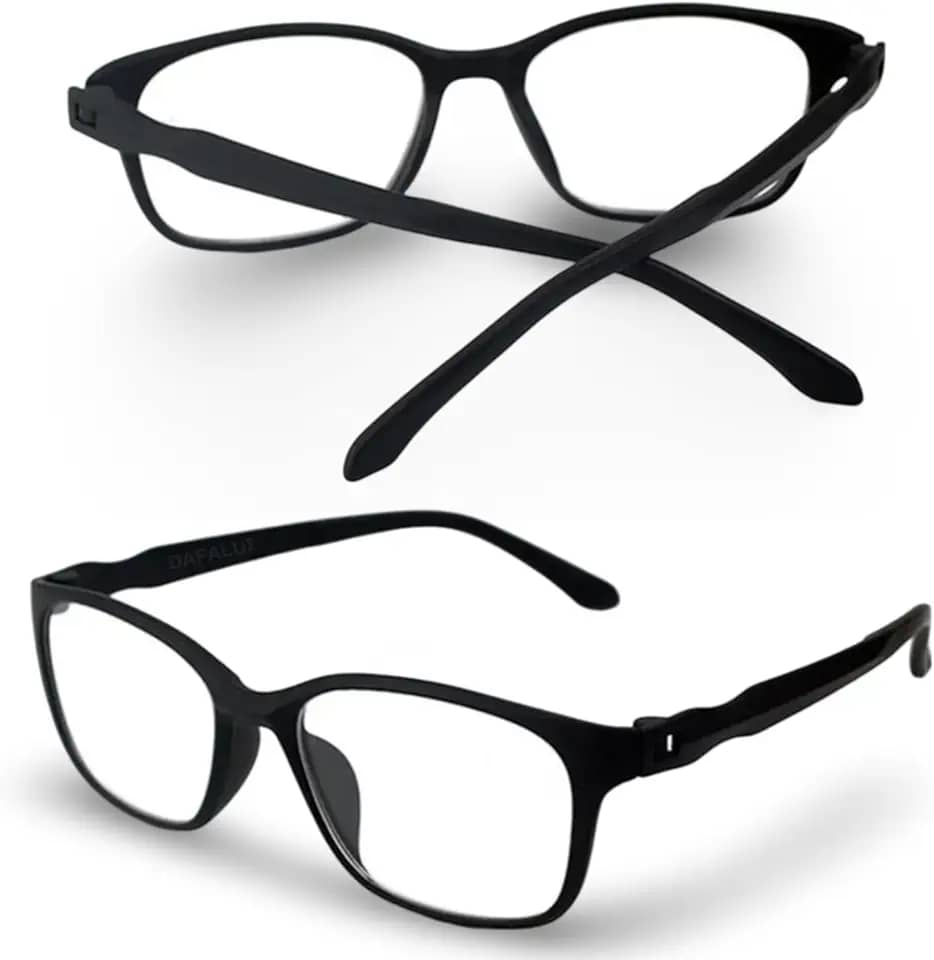 Óculos Anti Luz Azul Confortável Leve TR90 Bloqueador Blue Ray NÃO TEM GRAU Proteção Contra os Raios Azuis Telas Computador TV Celular Matte Black + Estojo forro duplo DAFALUI