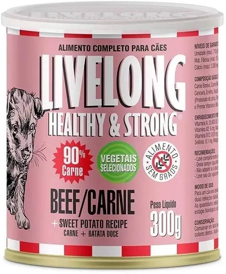 Livelong Alimento Completo Natural Ração Úmida Sabor Carne 300g Para Cães