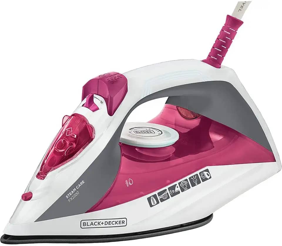 BLACK+DECKER Ferro de Passar Roupa, com Vaporizador com Base Antiaderente, Rosa, Modelo FX2200, 110V