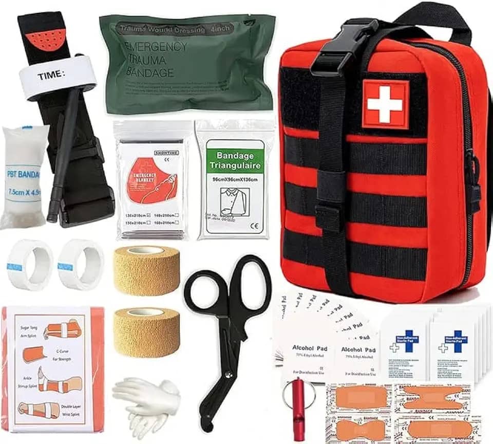 Kit Médico Mini de Primeiros Socorros - Táticas de Sobrevivência, Equipamento de Campismo Molle, Mochila Trauma, Torniquete, Bandagem