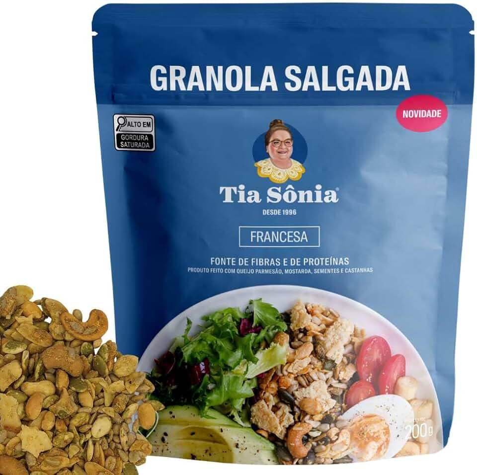 Tia Sônia, Granola Salgada Francesa Parmesão Castanhas 200g Tia Sônia Artesanal Sem Glúten