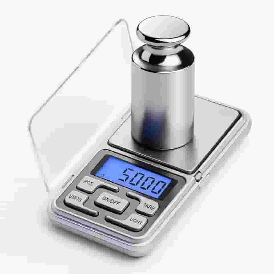 Mini Balança Digital de Precisão Portátil de Bolso 0,1g a 500g com Função Tara, Visor LED Iluminado – Ideal para Joias, Ouro, Prata, Alimentos, Ervas, Temperos e Laboratório