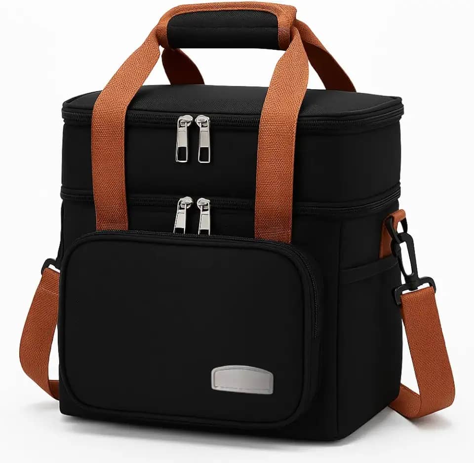 Bolsa Térmica Grande para Faculdade, Trabalho e Viagem – Dupla Camada, Impermeável e Conservação Prolongada – Preta - Premium