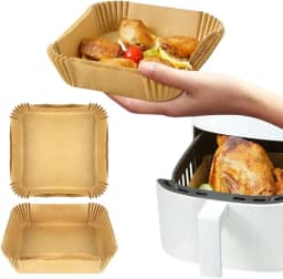 Papel Manteiga Para Air Fryer 100 Unidades 16x16cm Antiaderente Biodegradável Para Fritadeira Forno E Micro-ondas