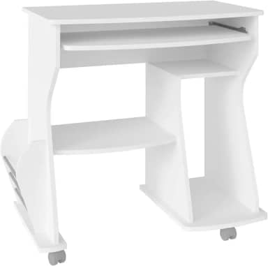 Mesa para Computador com rodízios e revisteiro 160 cor Branco - Artely