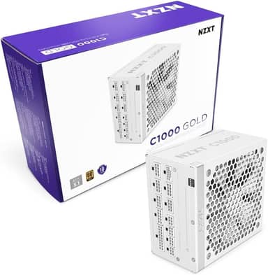 NZXT C1000 Gold ATX 3.1 - Fonte de alimentação para jogos de PC totalmente modular de baixo ruído - 1000 Watts - 80 Plus Gold - Conector 12V-2x6 - Modo Zero Fan - Capacitores 100% japoneses - Branco