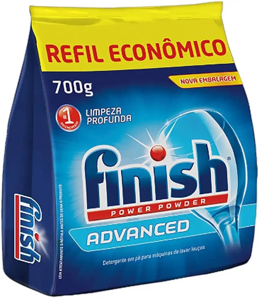 Finish Advanced Detergente para Lava Louças em Pó, Limpeza Profunda, Refil 700g