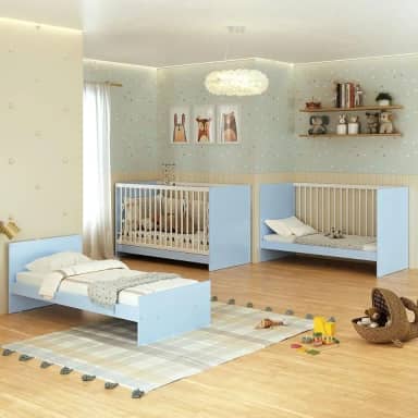 Berço 3 em 1 para Colchão 60 x 130 cm Multimóveis Mp0527g - Azul/branco