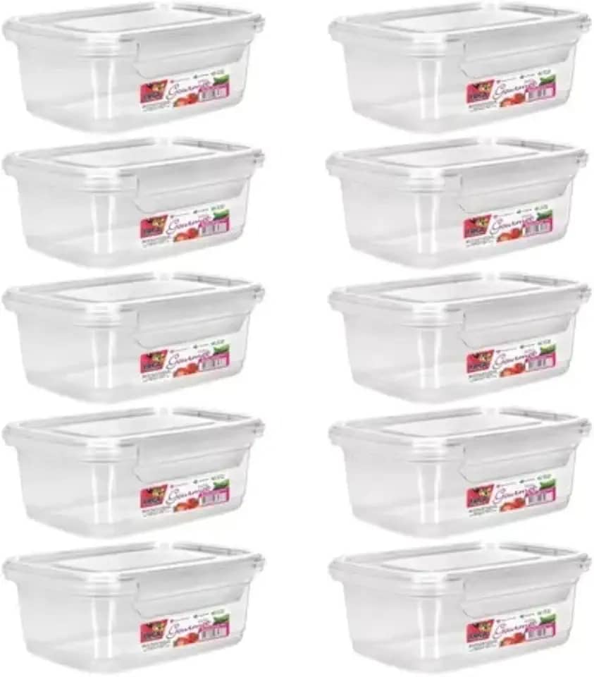 Kit 10 Potes Marmita Fitness 1400ml Travas Freezer Microondas