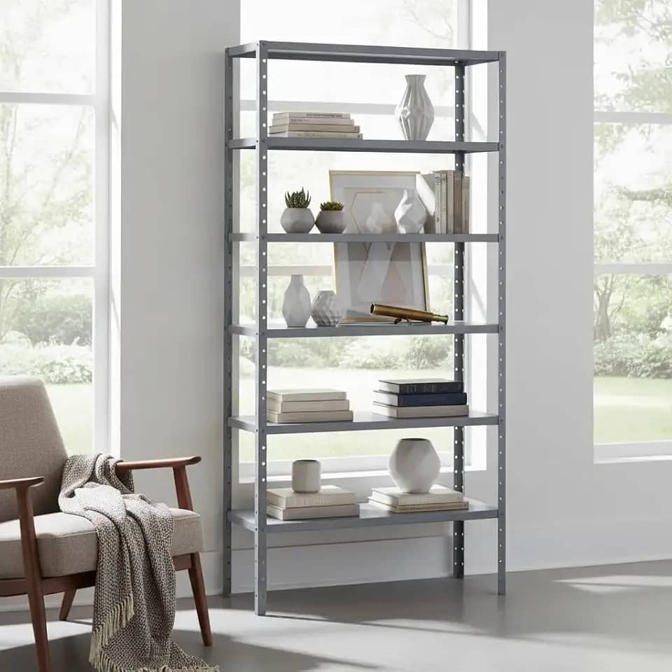 Estante De Aço Cinza Armário Industrial 6 Bandejas 190x90x27cm Prateleira Cozinha Almoxarifado Quarto Lavanderia