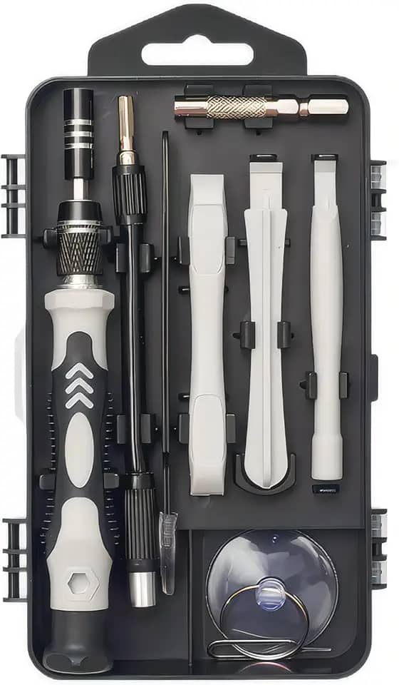 Conjunto de chaves de fenda de precisão, 122 em 1 Kit de ferramentas de reparo magnético eletrônico com estojo para computador de reparo, iPhone, PC, celular, relógio, óculos (cinza)