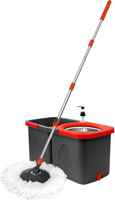 Mop Giratorio Duo - dois baldes separados - Vermelho e Cinza - Powermaid