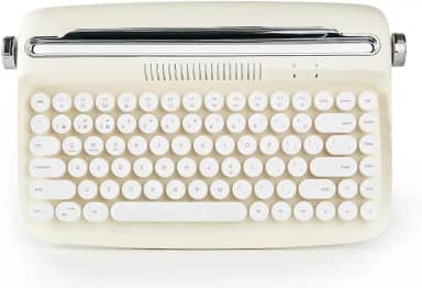 Teclado Bluetooth Retrô para Tablet e Celular (Bege)