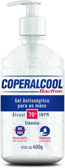 Coperalcool Bacfree Álcool Gel Higienizador de Mãos 70°INPM 400g Clássico