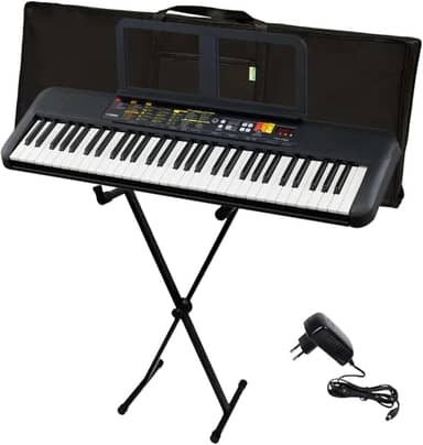 Kit Teclado Arranjador 61 Teclas PSR F52 com Fonte Bivolt e Suporte em X