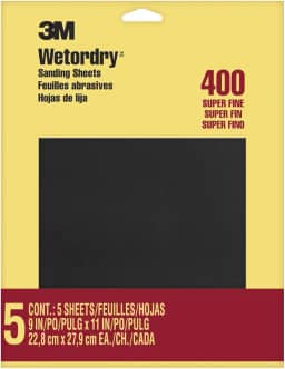 Lixa 3M Wetordry, 23 x 28 cm, grão 400, 5 folhas, para lixar entre camadas de verniz, laca, tinta e outros acabamentos, papel impermeável, papel de lixa (9085NA)