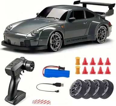 Carro RC Drift 1/24 2,4 GHz 4WD Controle Remoto Esportivo Corrida, Baterias e Pneus Drift (P 993)
