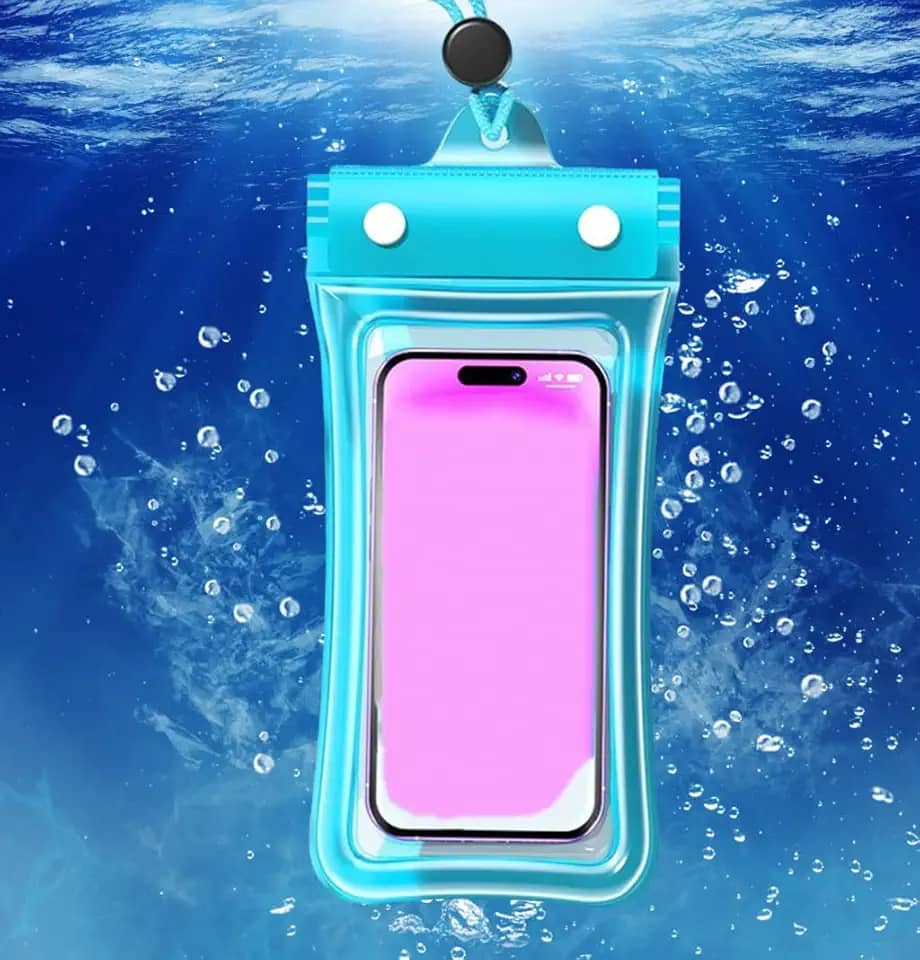 Bolsa impermeável para celular, bolsa flutuante à prova d'água com tela sensível ao toque, capa universal para celular, fotografia subaquática para natação, rafting, mergulho (azul, 26 x 11 cm)