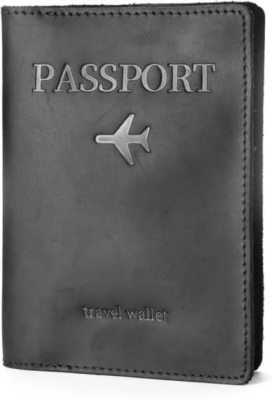 Porta-passaporte e carteira de viagem com proteção RFID – Organizador de couro premium, Preto, Viagem clássica