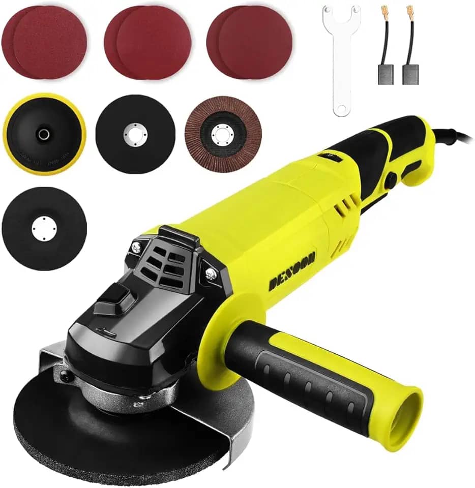 Desoon Esmerilhadeira Angular 1200W Profissional Elétrica Lixadeira 127V Ferramenta Ideal para Trabalhos de Corte e Desbaste 3000-12000RPM Com bloqueio do eixo e dispositivo de proteção