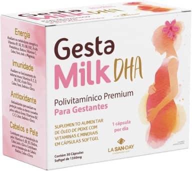 GestaMilk DHA (30 Cápsulas) - Ele é um polivitamínico para gestantes com alto teor de ácido fólico e possui 12 vitaminas e 8 minerais