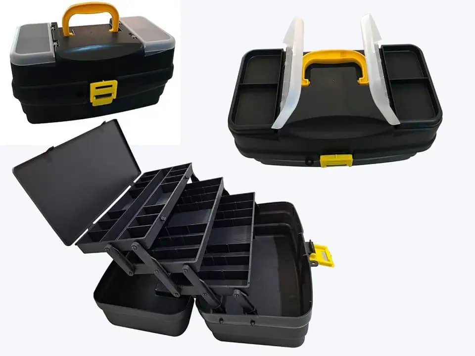 Caixa de Pesca HI 3 Bandejas Articuladas Tampa Transparente