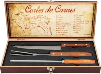 Jogo de utensílios para churrasco, em aço inox, com 4 peças, VONDER