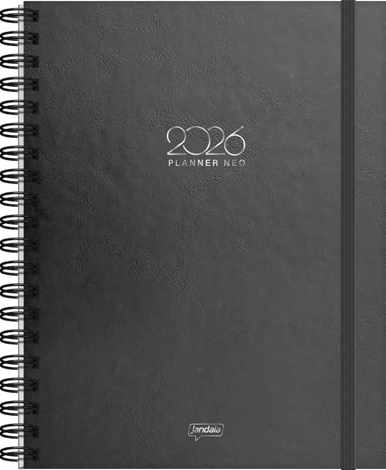 Jandaia - Agenda Planner Neo 175x242mm CD 80 fls Datada Semanal Office Collection Preta - 2026