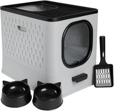 Caixa De Areia Para Gatos Fechada Furba Grande Sandbox Luxo Grande Premium (Cinza)